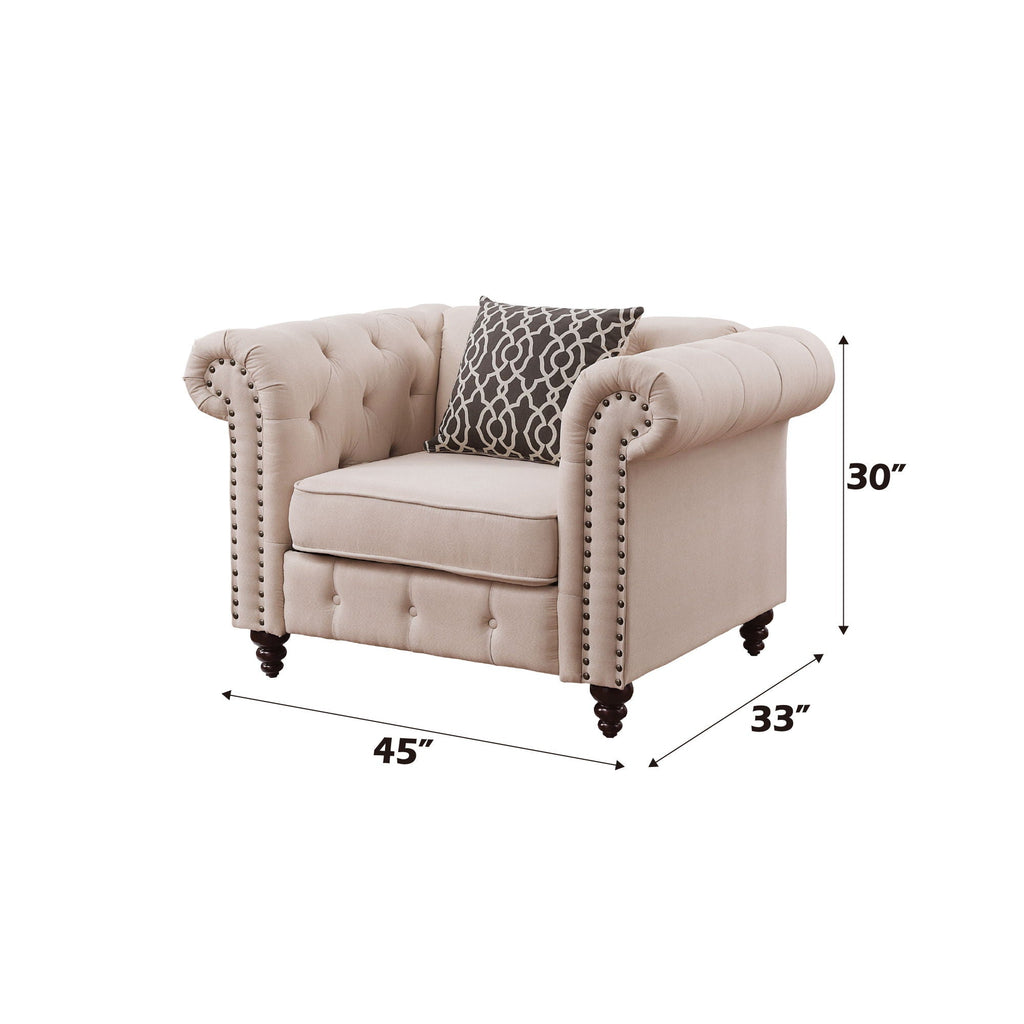 Aurelia - Linen Chair With Pillow - Beige by Unique Piece Furniture