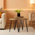 Grey Pine Wood Round Nesting End Tables Set Of 3 With Metal Frame by ShipItFurniture
