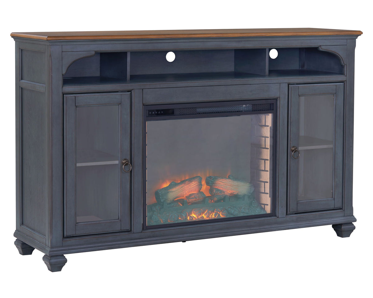 Fireplace TV Stand For TVs Up To 80" - Blue by Unique Piece Furniture