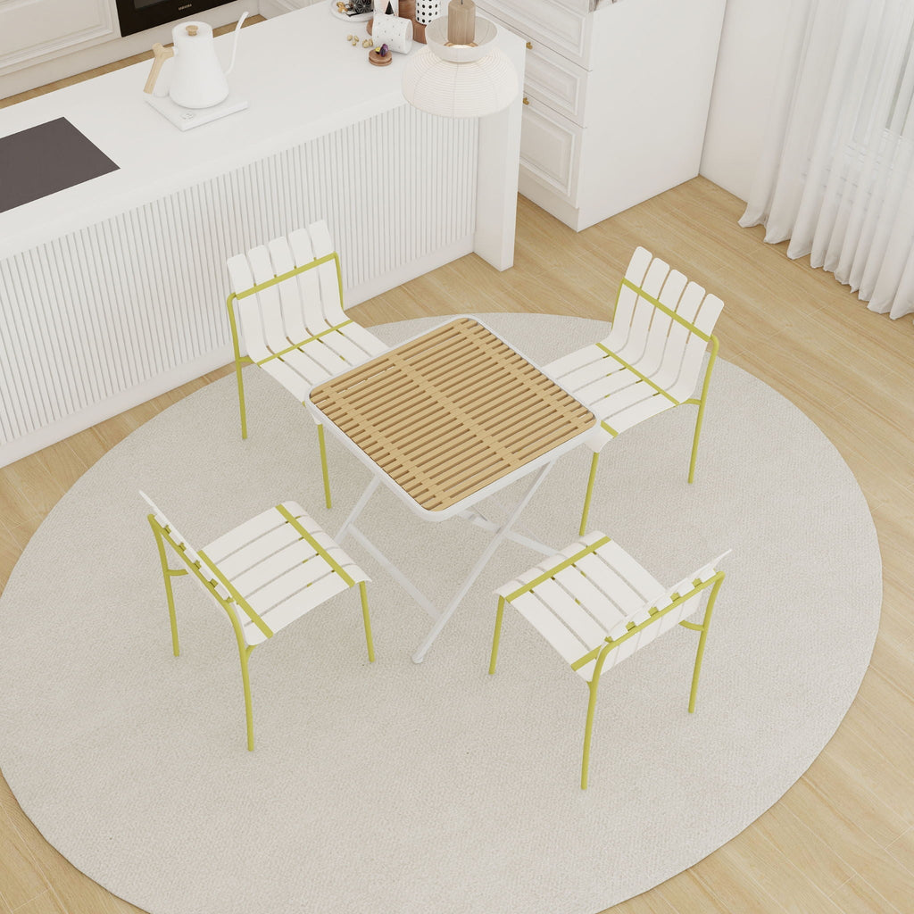 4 Piece Set Of Modern Color Block Designed Single Chairs With Folding Square Table by Unique Piece Furniture