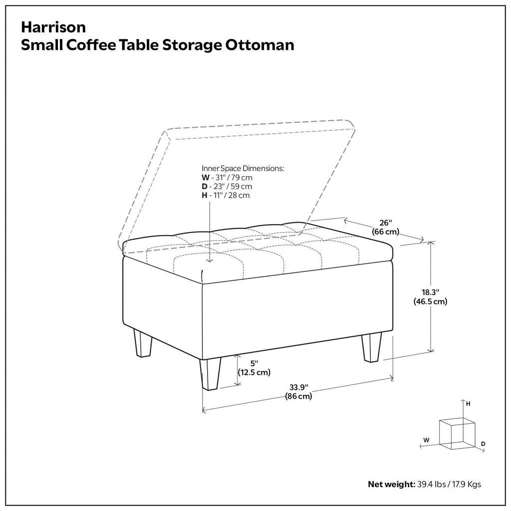 Harrison - Upholstered Coffee Table Storage Ottoman by Unique Piece Furniture