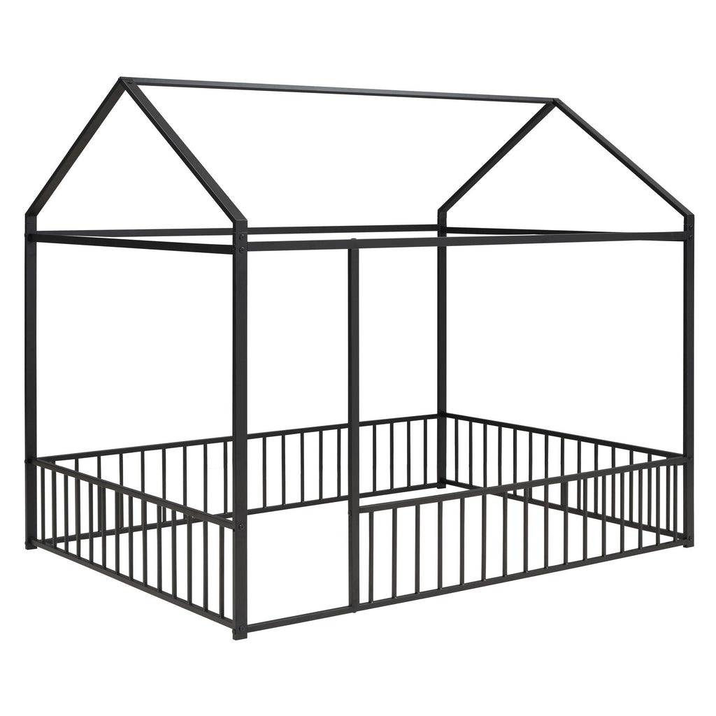 Metal Bed House Bed Frame With Fence by Unique Piece Furniture