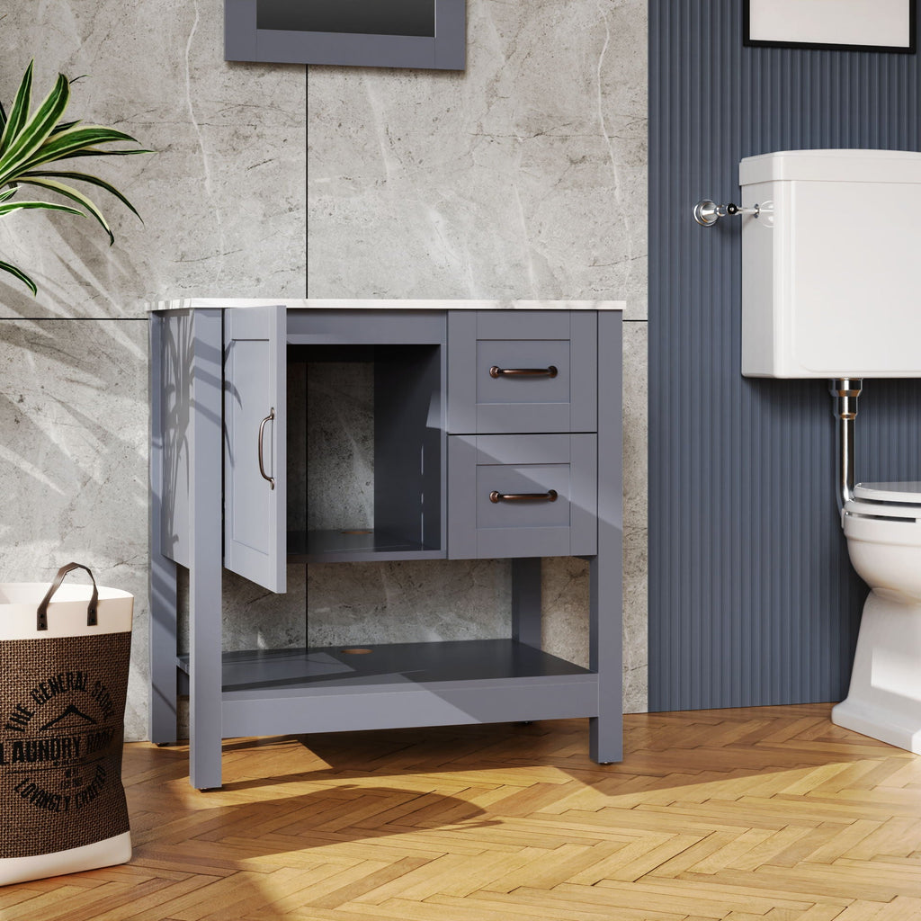 Bathroom Vanity With Mirror And Top Only - Gray by Unique Piece Furniture