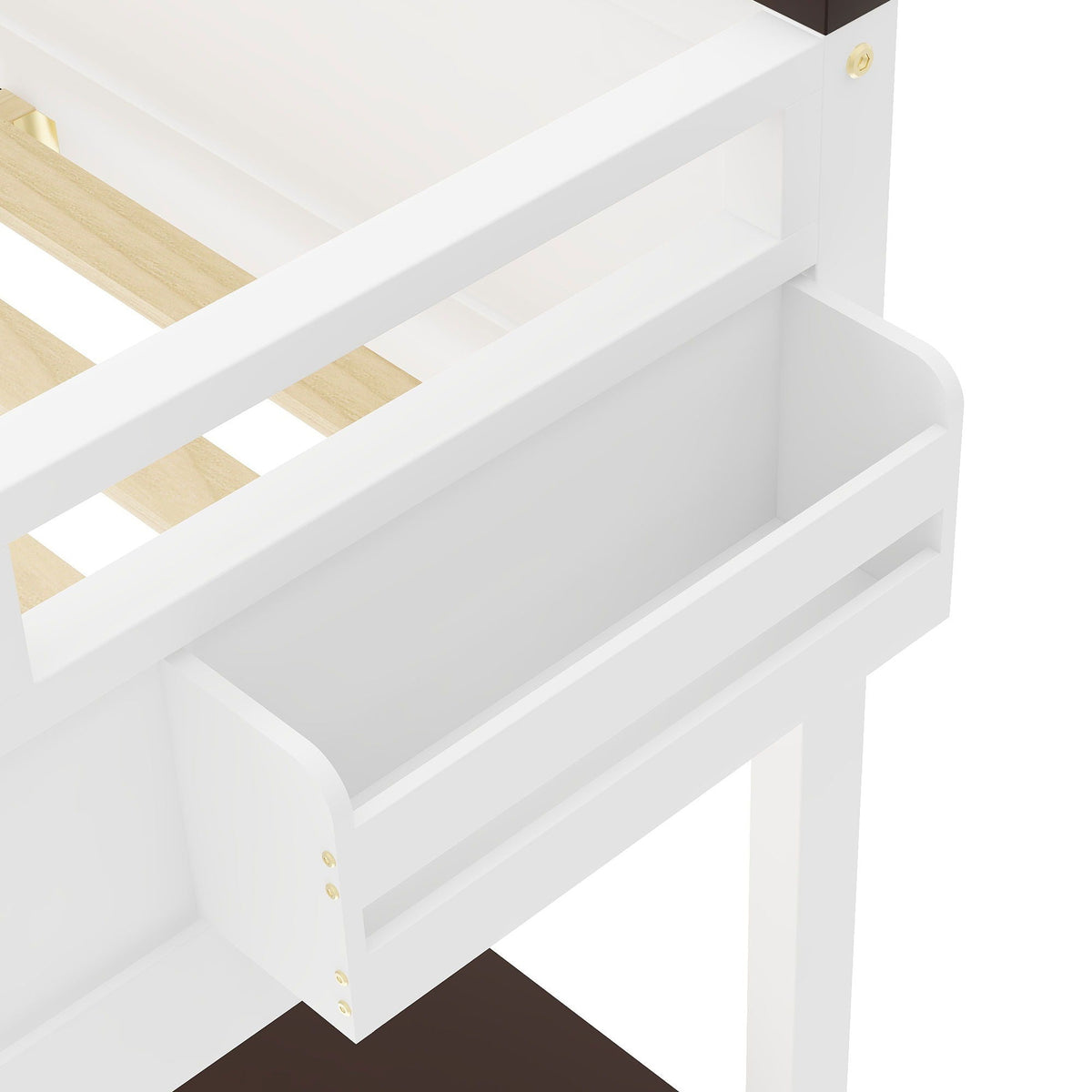 Queen Size Loft Bed With Desk, Open Shelf, Storage Box And USB Charging Station - White by Unique Piece Furniture