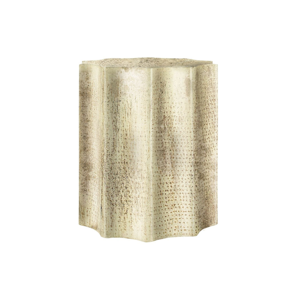 Drum Accent Side Table, Stylish Scalloped Design by Unique Piece Furniture