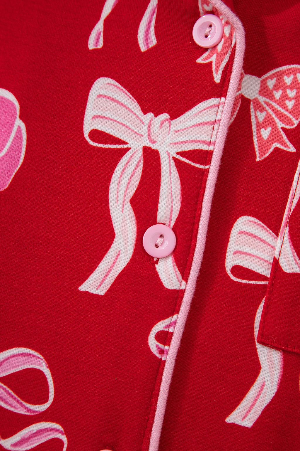 Red Sweet Bow Print Ruffled Short Sleeve Shirt Shorts 2pcs Pajama Set by Wild and Free Boutique