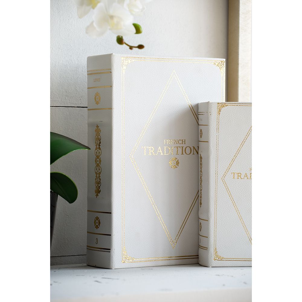 Book Boxes (Set of 2) - White / Gold by Unique Piece Furniture