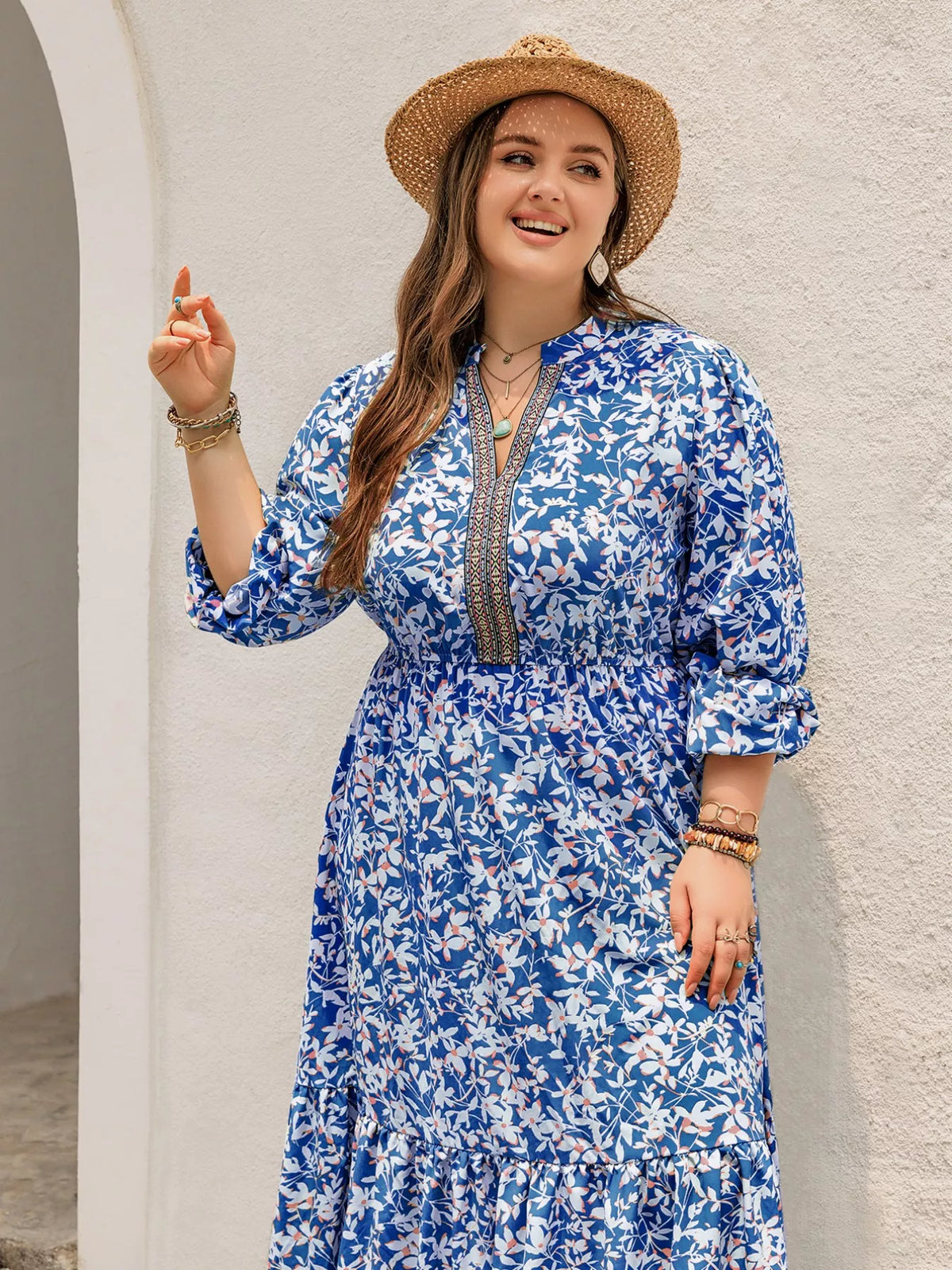 Plus Size Floral Print Bohemian Maxi Dress by Simply Love