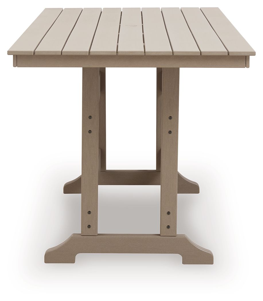 Seacliff Beach - Rectangular Counter Height Dining Table With Umbrella Option - Medium Brown by Unique Piece Furniture