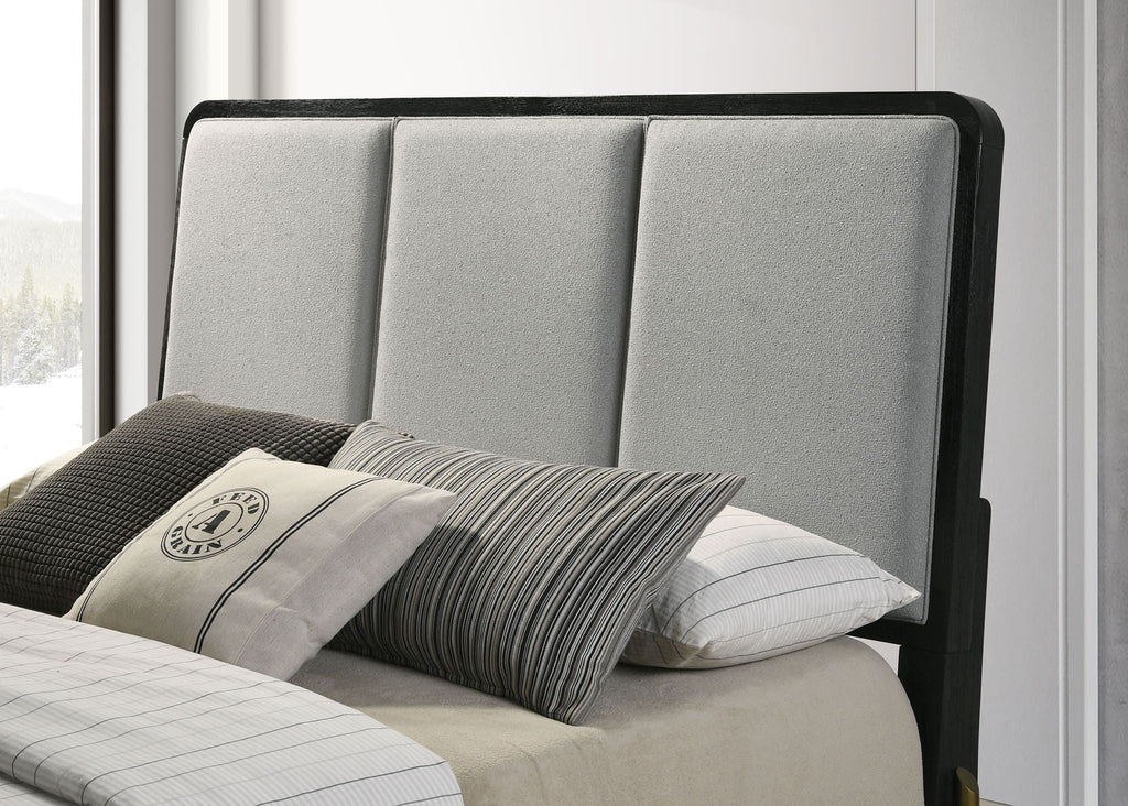 Arini Upholstered Queen Panel Bed Black and Grey by Unique Piece Furniture