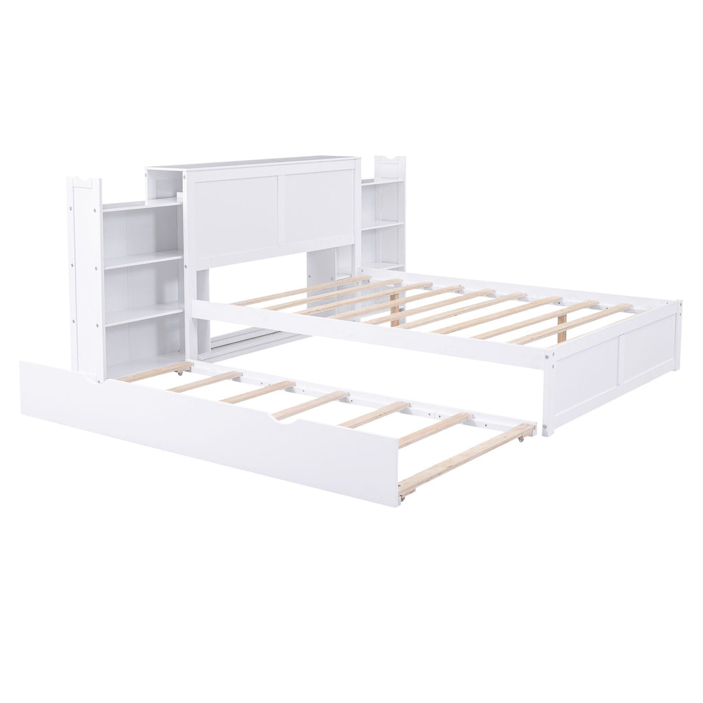 Storage Platform Bed With Pull Out Shelves And Trundle by Unique Piece Furniture