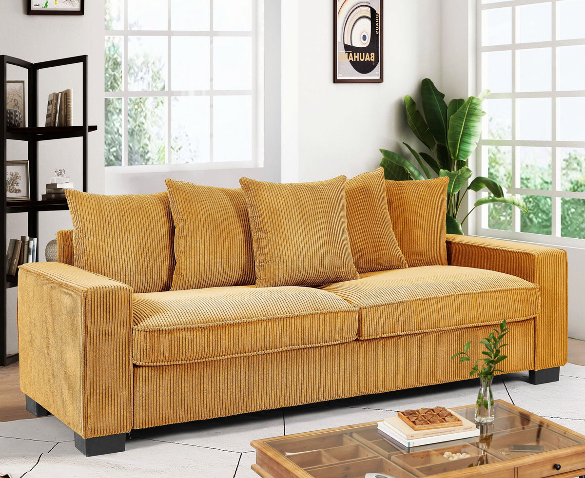 Luxe Sofa With 5 Matching Toss Pillows, Sleek Design, Spacious And Comfortable 3 Seater Couch by Unique Piece Furniture