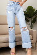 Distressed High Waist Jeans with Pockets by Wild and Free Boutique