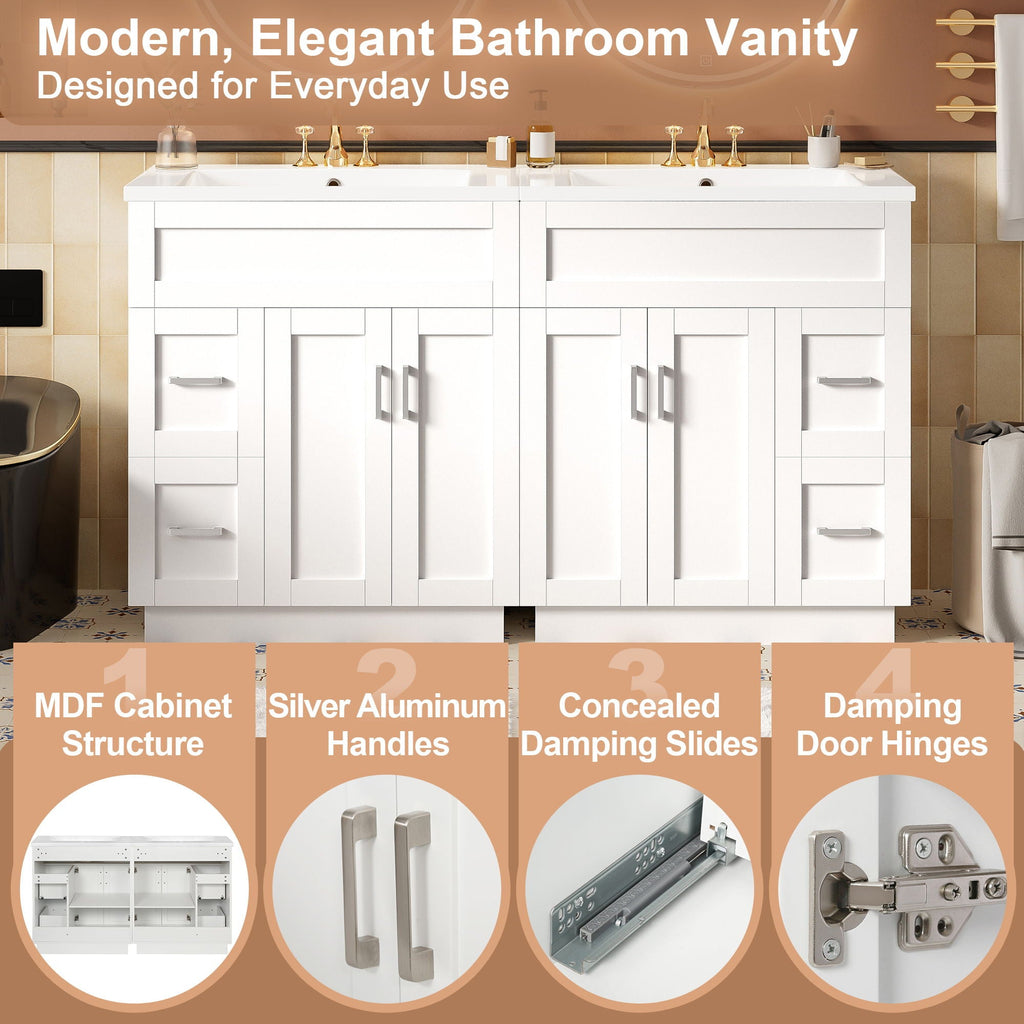 Bathroom Vanity With 2 Doors, 2 Drawers, Adjustable Shelf, Hidden Slides & Soft Close Hinges by Unique Piece Furniture