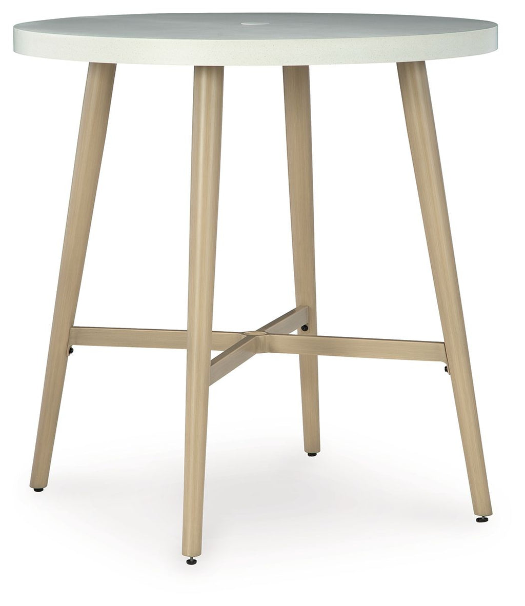 Seton Creek - Round Bar Table With Umbrella Option - Beige by Unique Piece Furniture