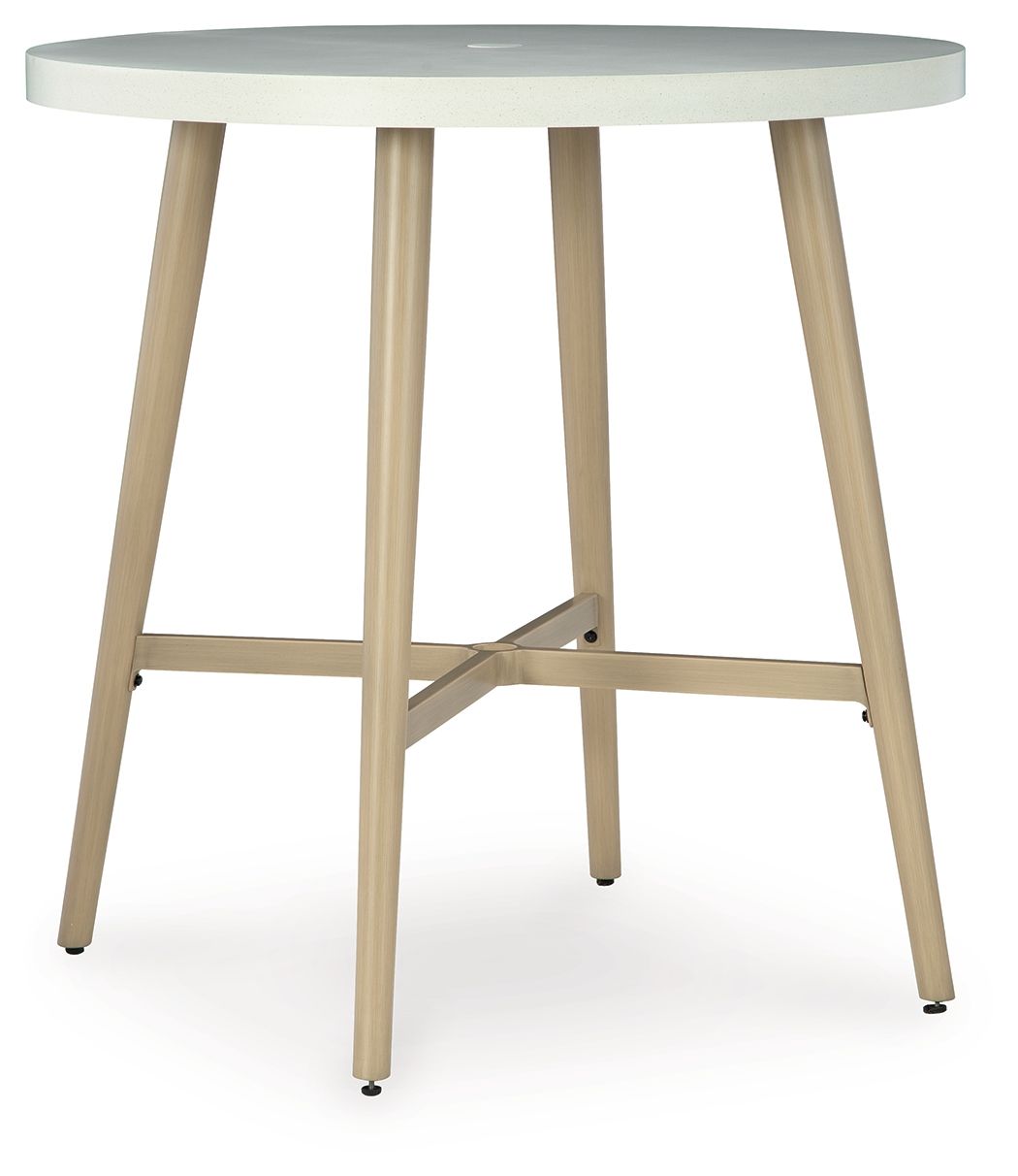 Seton Creek - Round Bar Table With Umbrella Option - Beige by Unique Piece Furniture