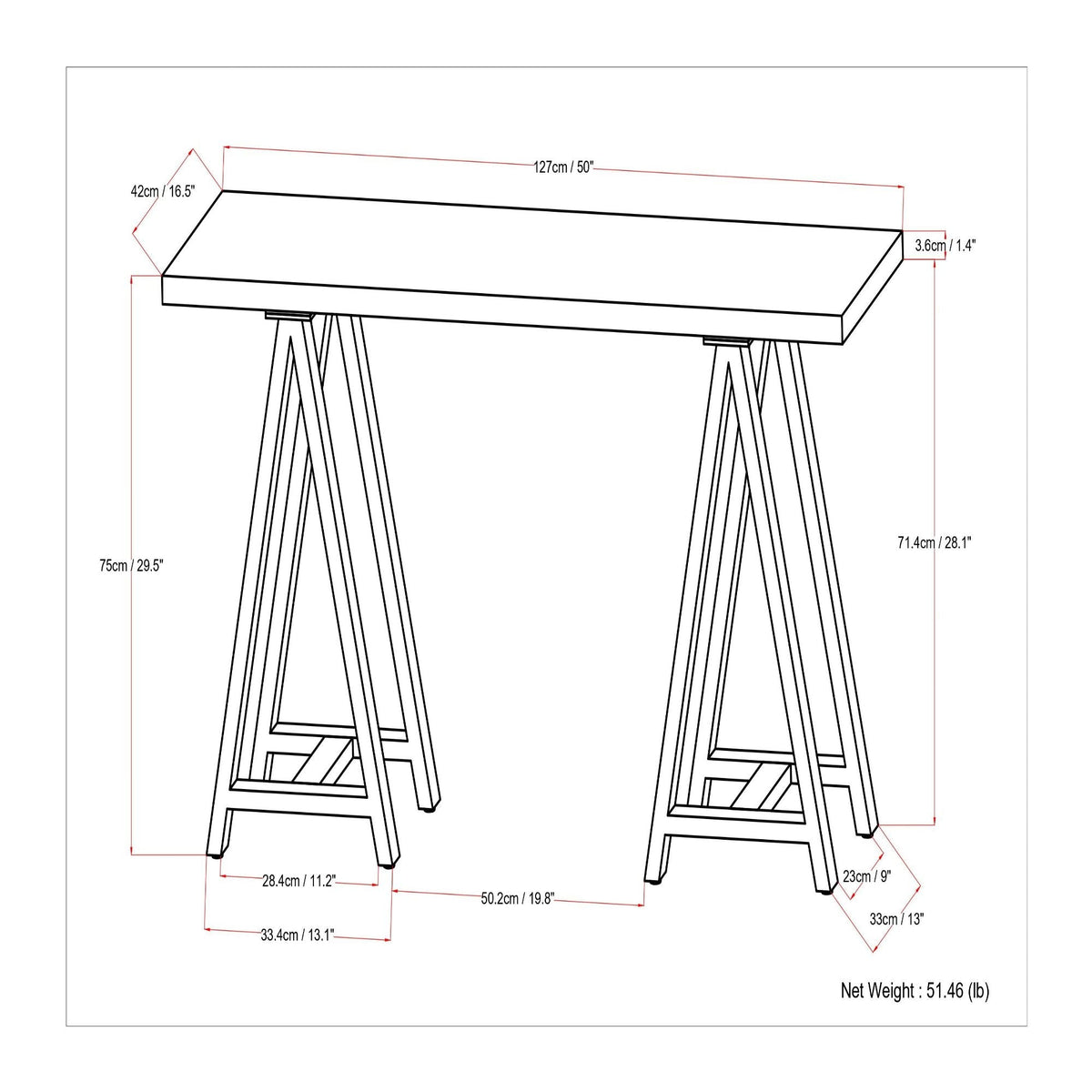 Sawhorse - Handcrafted Solid Table by Unique Piece Furniture