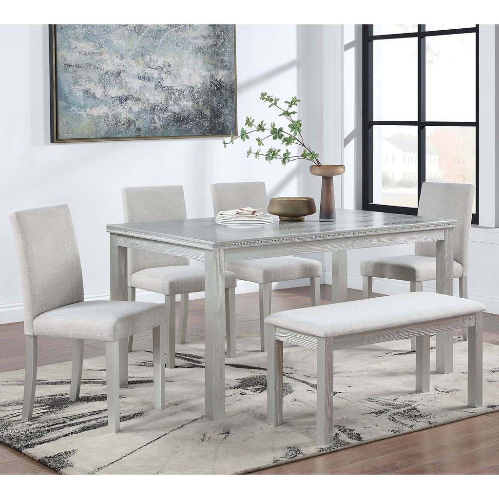 Dining Table Set With Crystal Decoration And Upholstered Chairs by Unique Piece Furniture