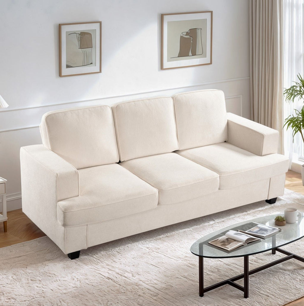Modern Sofa, Comfortable 3 Seater Couch With Deep Seating, Loose Back Cushions, Wide Arms by Unique Piece Furniture