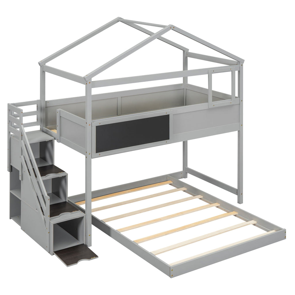 House Style Bunk Bed With Storage Staircase And board by Unique Piece Furniture