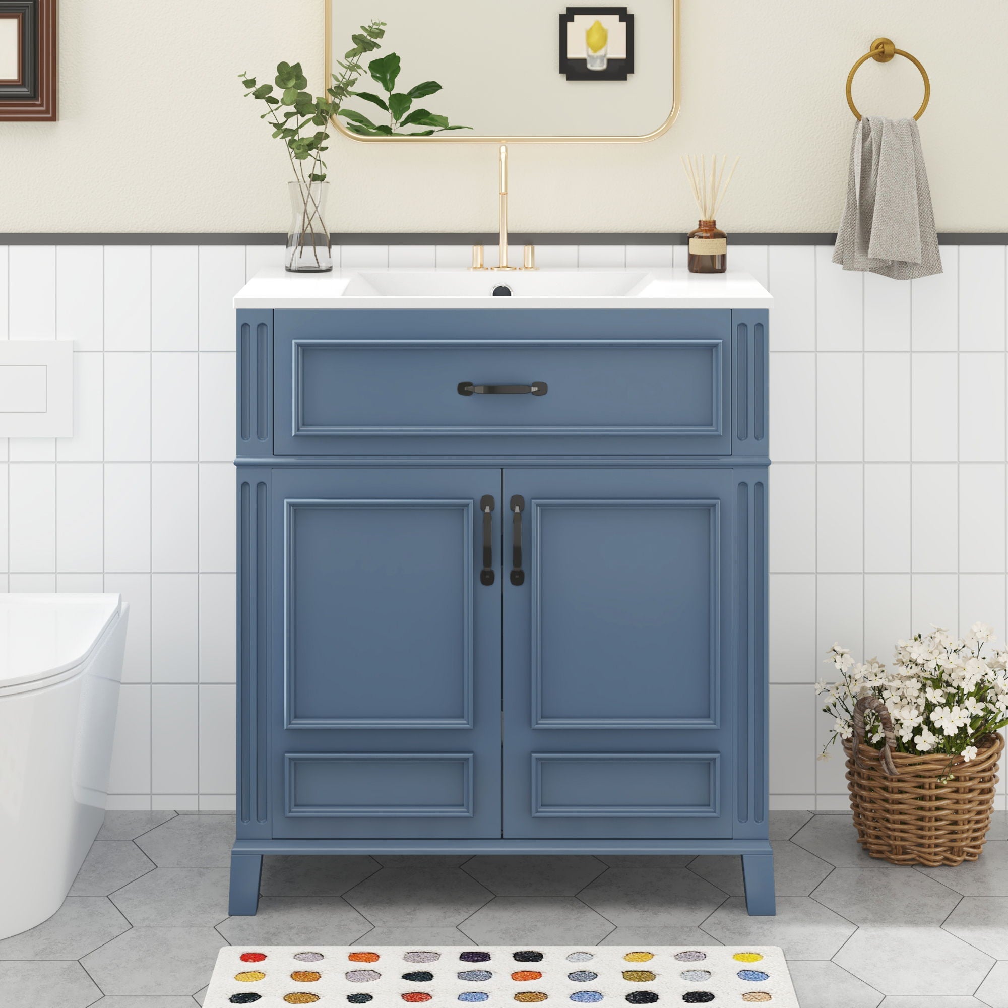Bathroom Vanity With Sink Storage Cabinet - Blue by Unique Piece Furniture