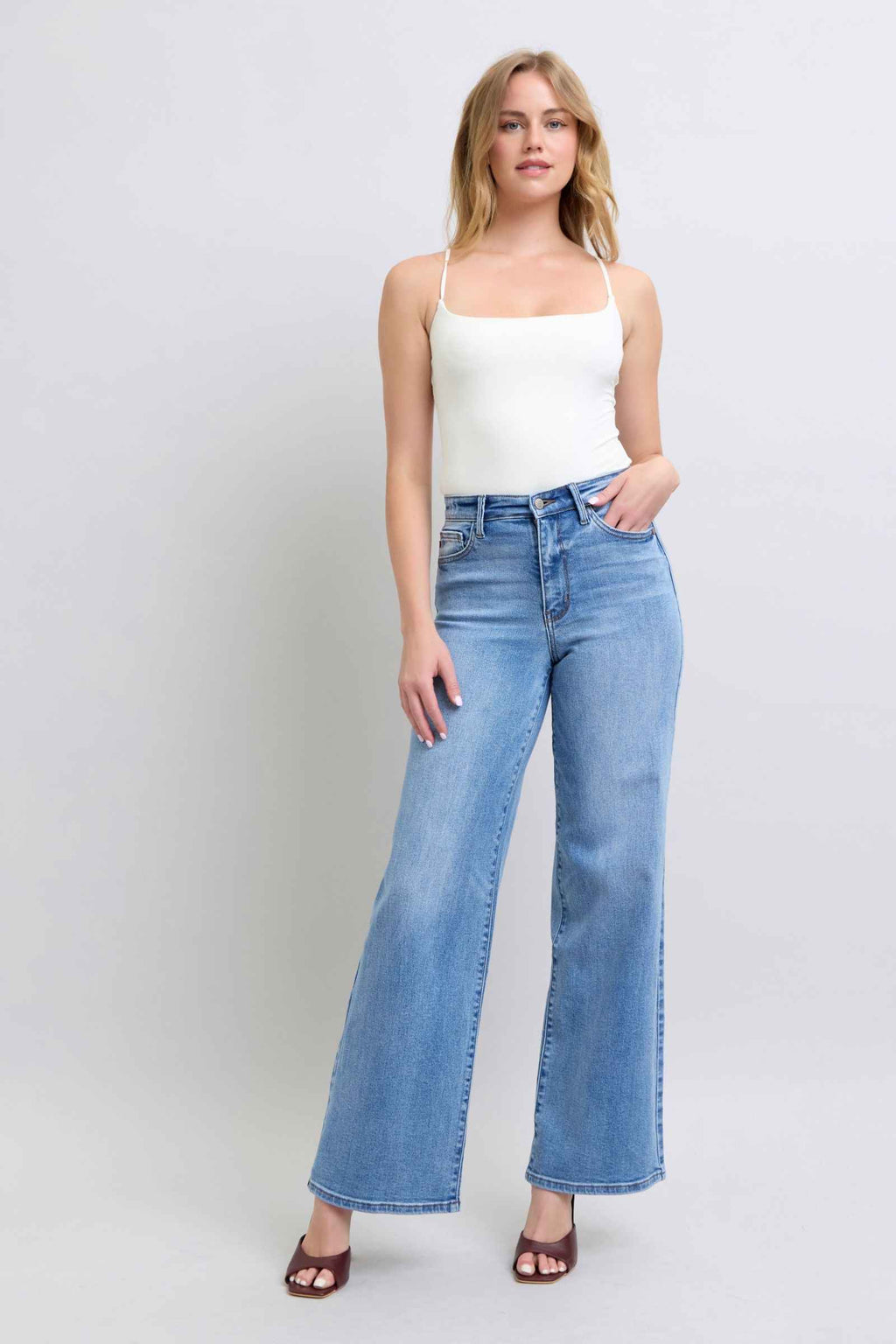 Judy Blue Full Size Wide Leg Jeans with Pockets by Wild and Free Boutique