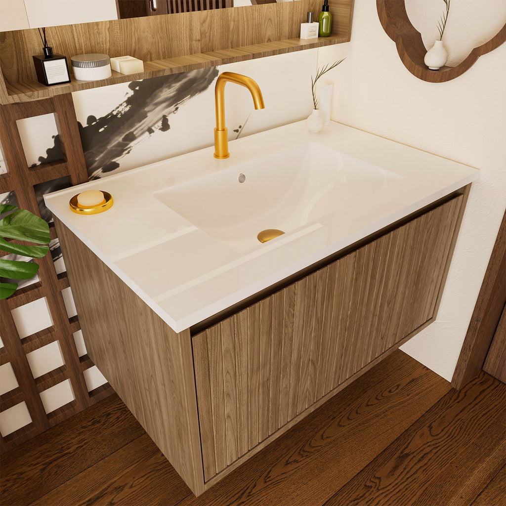 Wall Mounted Floating Bathroom Vanity With Sink And Drawers by Unique Piece Furniture