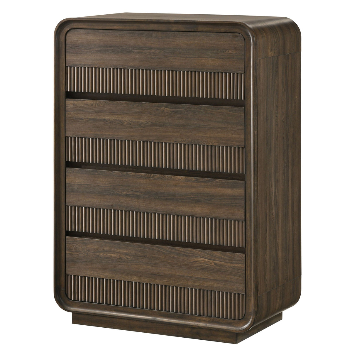 Flair Rounded Edges 1 Piece Chest, 5 Drawer Storage Bedroom Furniture - Brown by Unique Piece Furniture