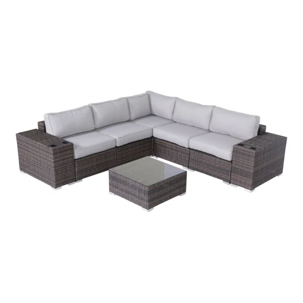 Modern Patio Rattan Sectional Set With Cushions by Unique Piece Furniture