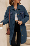 Blue Contrast Flap Pocket Single Breasted Teddy Coat by Dear-Lover Dropshipping
