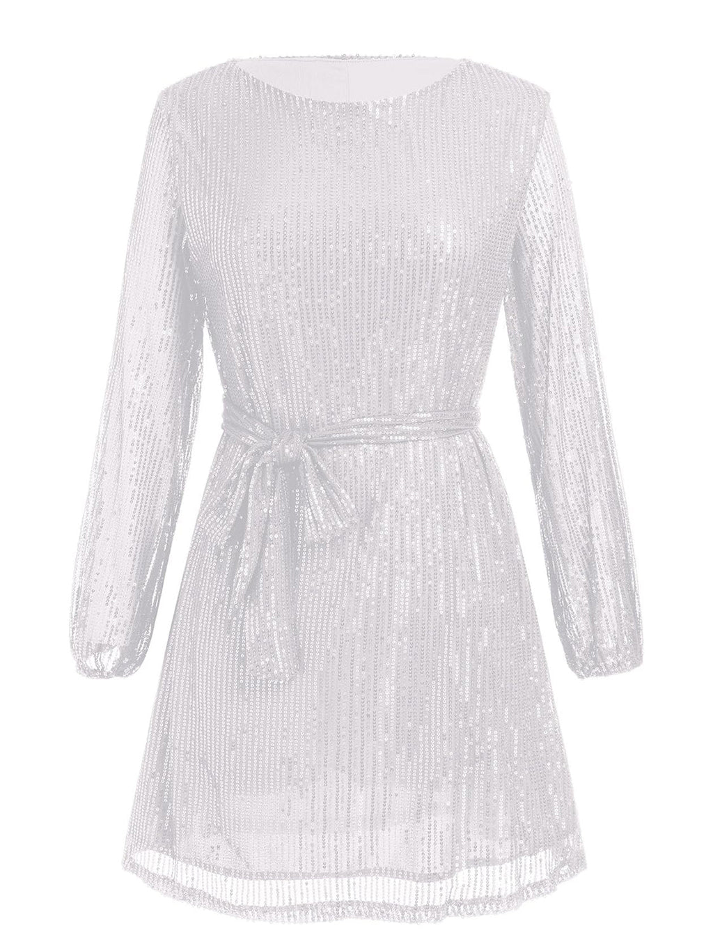 Sequin Tie Waist Long Sleeve Mini Dress by Wild and Free Boutique