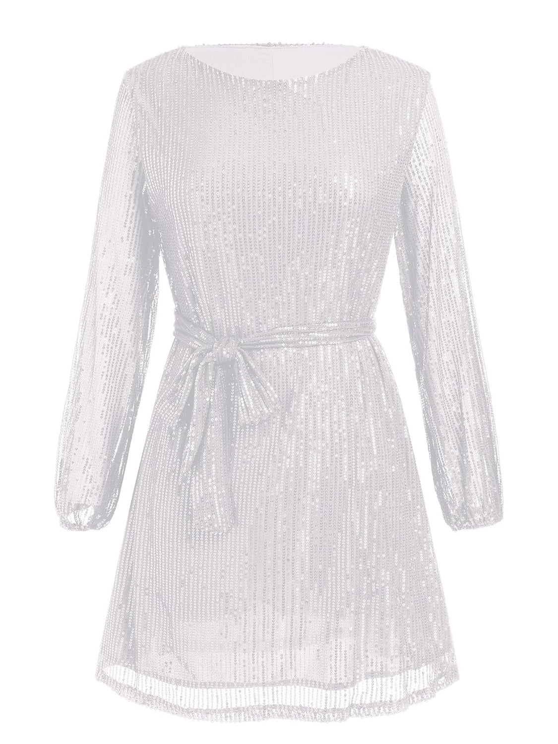 Sequin Tie Waist Long Sleeve Mini Dress by Wild and Free Boutique