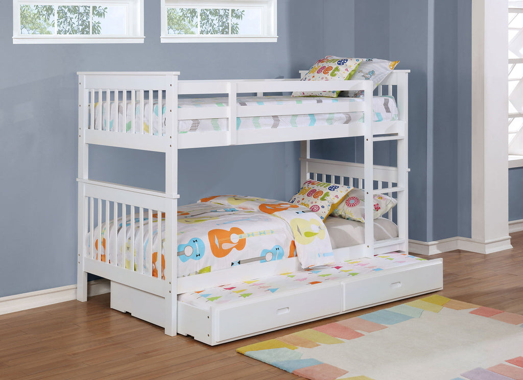 Chapman Wood Twin Over Twin Bunk Bed White by Unique Piece Furniture