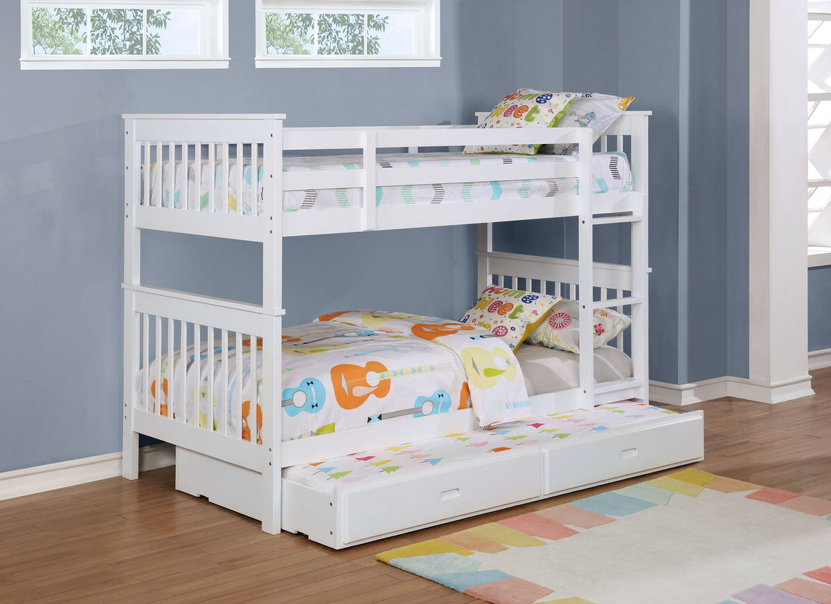 Chapman Wood Twin Over Twin Bunk Bed White by Unique Piece Furniture