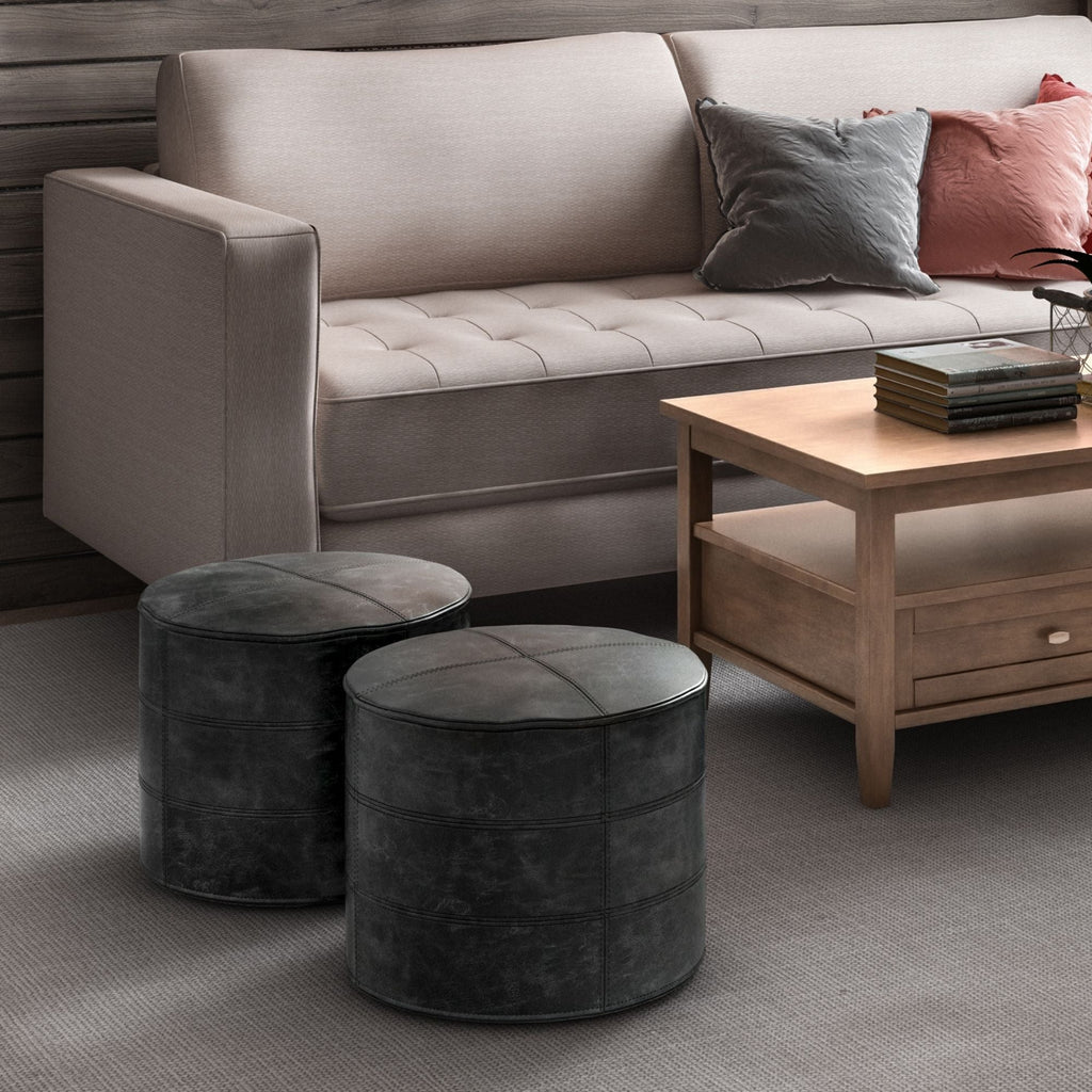 Connor - Handcrafted Round Pouf by Unique Piece Furniture