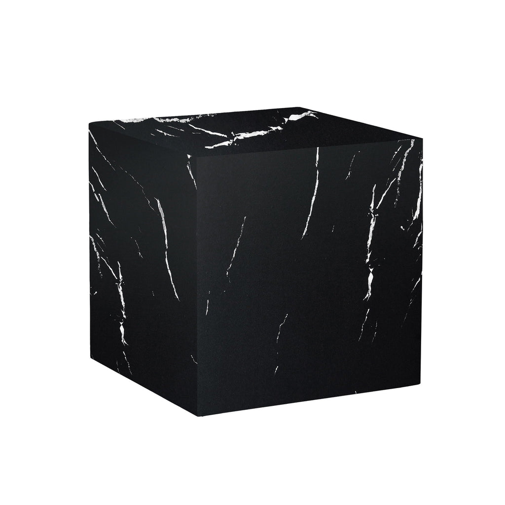 Luxurious Marble Texture Coffee Table Cube Design Elegant Living Room Accent - Black by Unique Piece Furniture