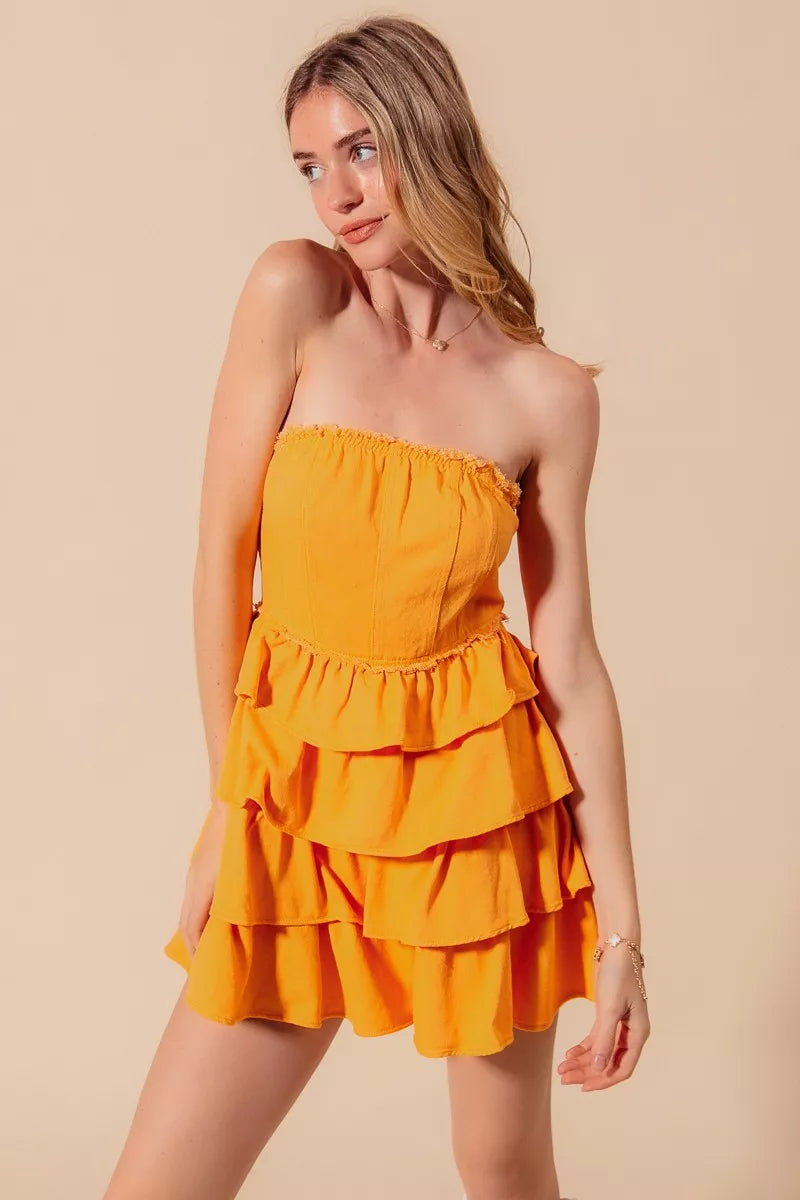 SO ME Strapless Ruffle Layered Game Day Cheer Up Dress by Wild and Free Boutique