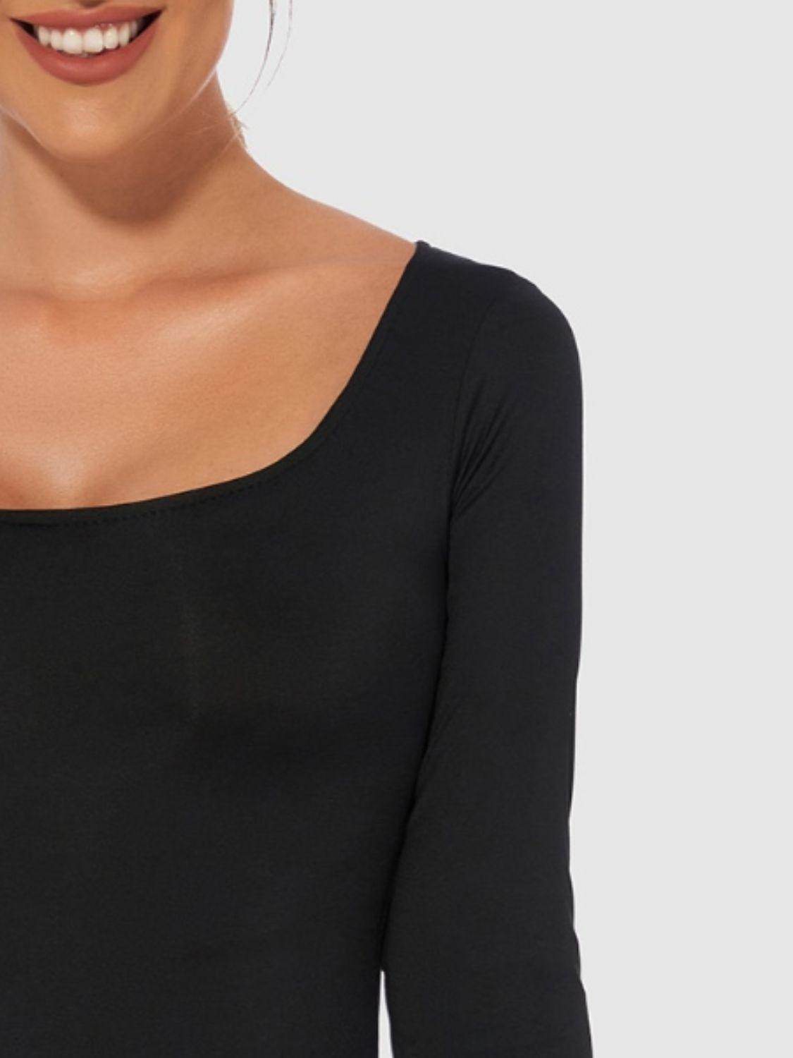 Full Size Scoop Neck Long Sleeve Bodysuit for Women by Selvanelle