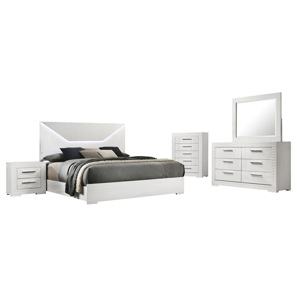 Ives 5-piece Queen Bedroom Set White High Gloss by Unique Piece Furniture