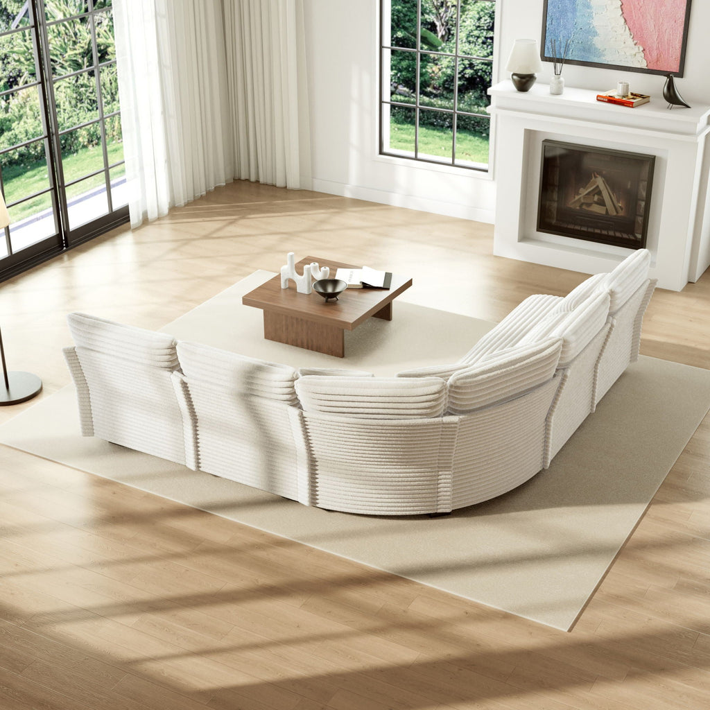 5 Seater L Shaped Sectional Sofa With Curved Corner, 7 Pillows by Unique Piece Furniture