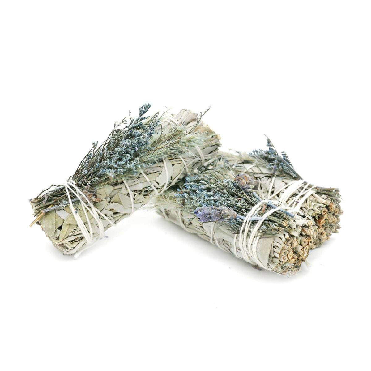 'Blue Bouquet' Floral White Sage Smudge Stick (4 in.) by Sacred Crystals