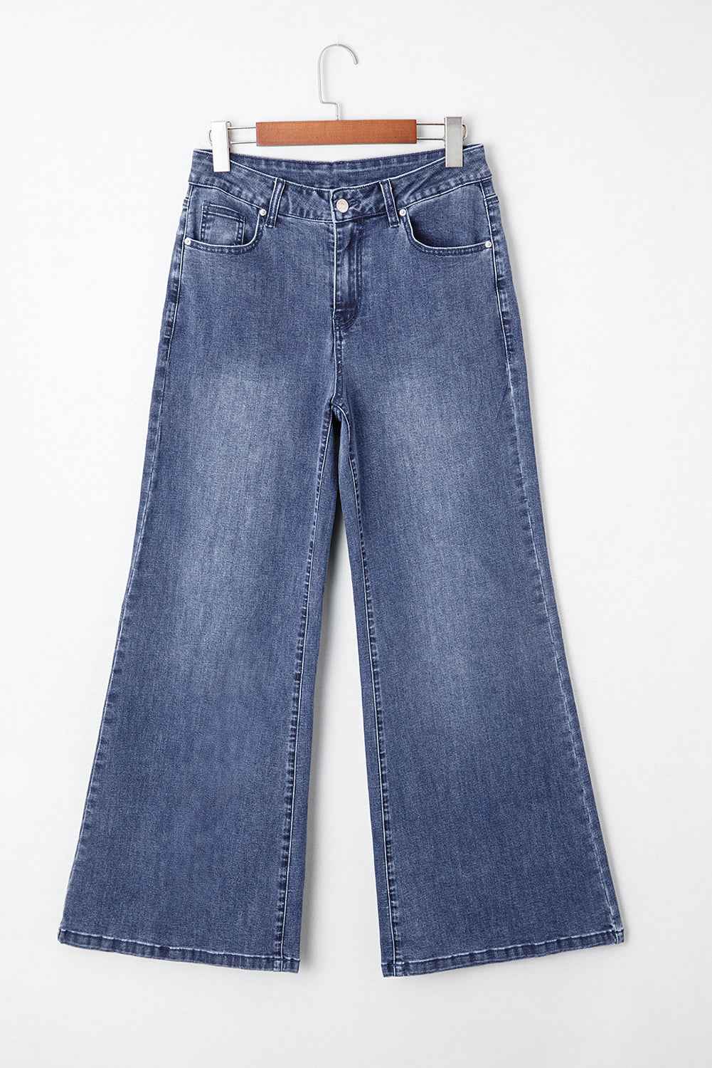 Dirty blue High Waist Button Zip Fly Bell Bottom Jeans by Wild and Free Boutique