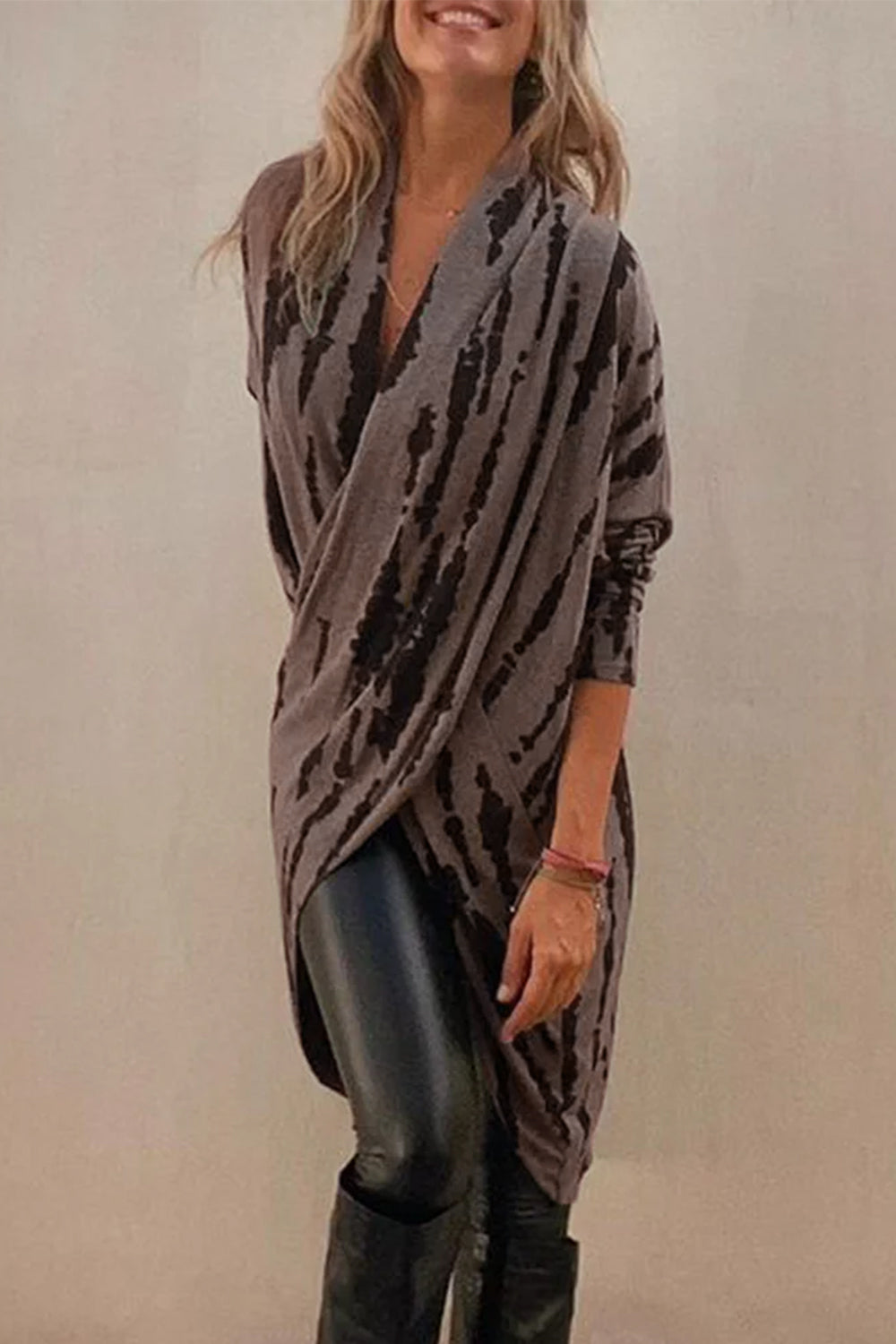 Full Size Contrast Long Sleeve Longline Top by Wild and Free Boutique