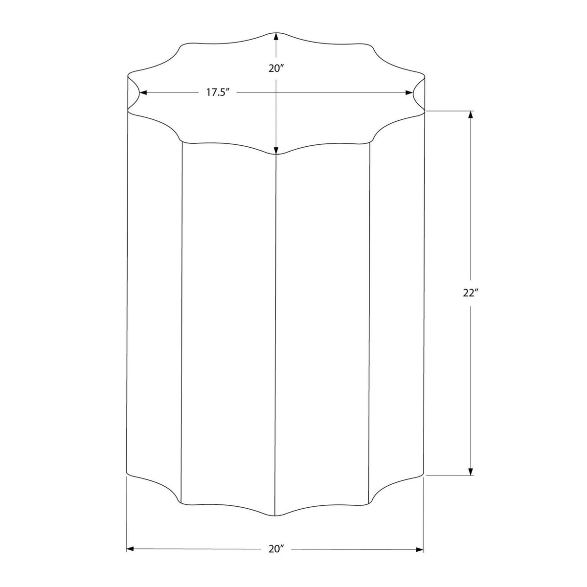 Drum Accent Side Table, Stylish Scalloped Design by Unique Piece Furniture