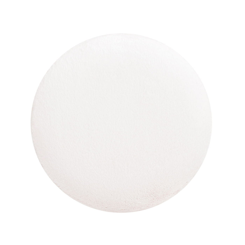 Tilly - Round Fur Upholstered / Burl Pouf Ottoman - White by Unique Piece Furniture