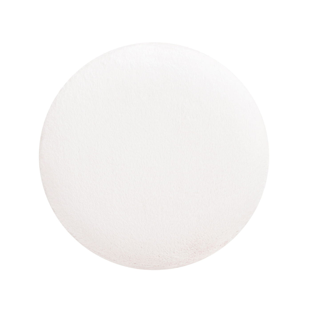 Tilly - Round Fur Upholstered / Burl Pouf Ottoman - White by Unique Piece Furniture