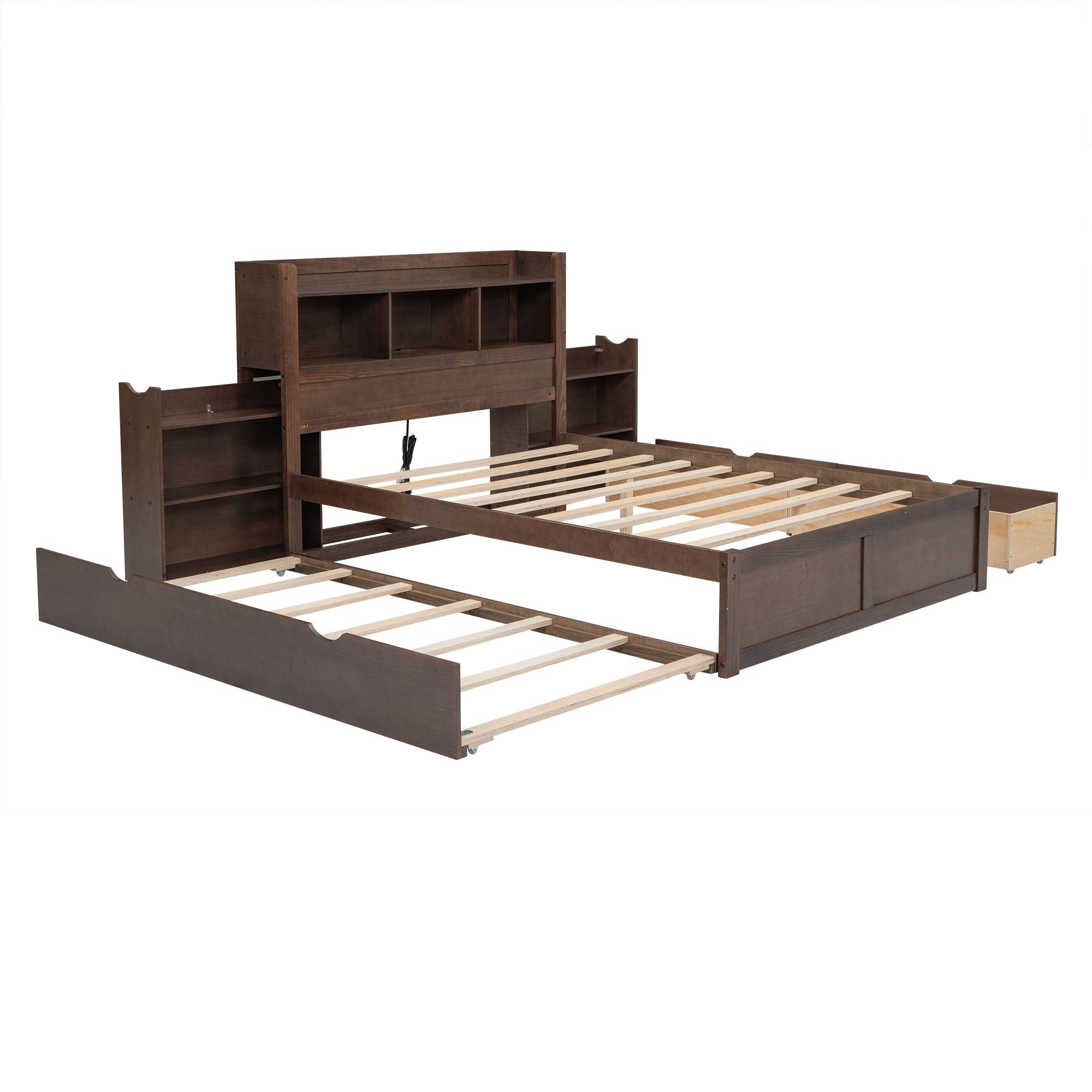 Storage Platform Bed With Pull Out Shelves, Trundle, And 2 Drawers by Unique Piece Furniture