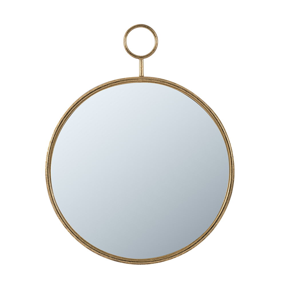 Circle Wall Mirror With Iron Frame, Accent Mirror For Living Room by Unique Piece Furniture