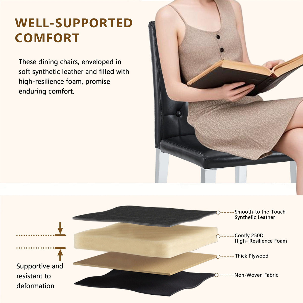 Dining Chairs With Ergonomic Buckle Backrest For Home by Unique Piece Furniture