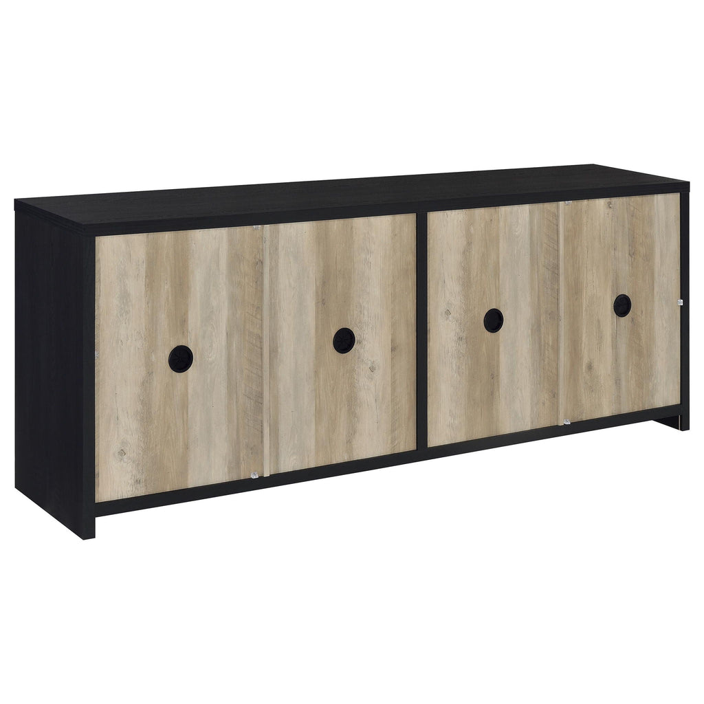 Denison 79-inch 4-door TV Stand Media Console Black by Unique Piece Furniture